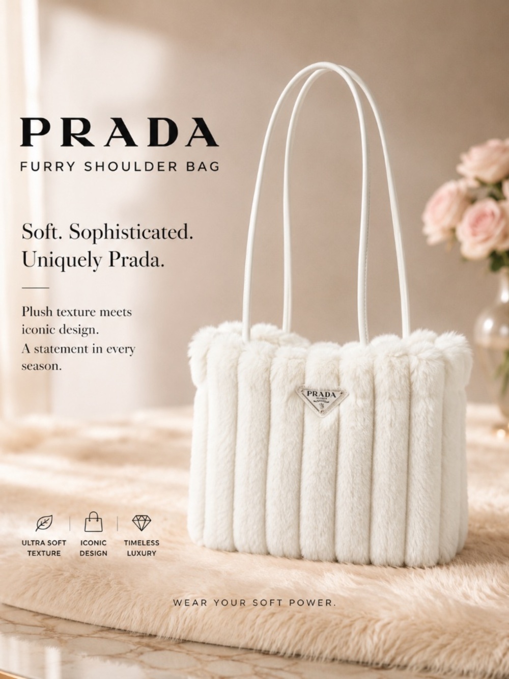 Prada Fur Shoulder Bag Authentic GWP ITEM - Picture 2 of 13